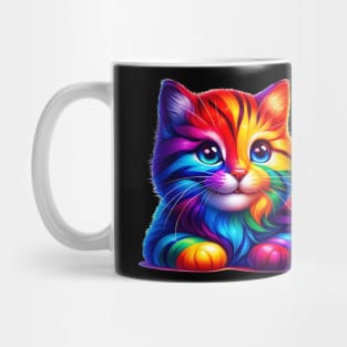 Colorful Rainbow Kitten Mosaic Art Mug